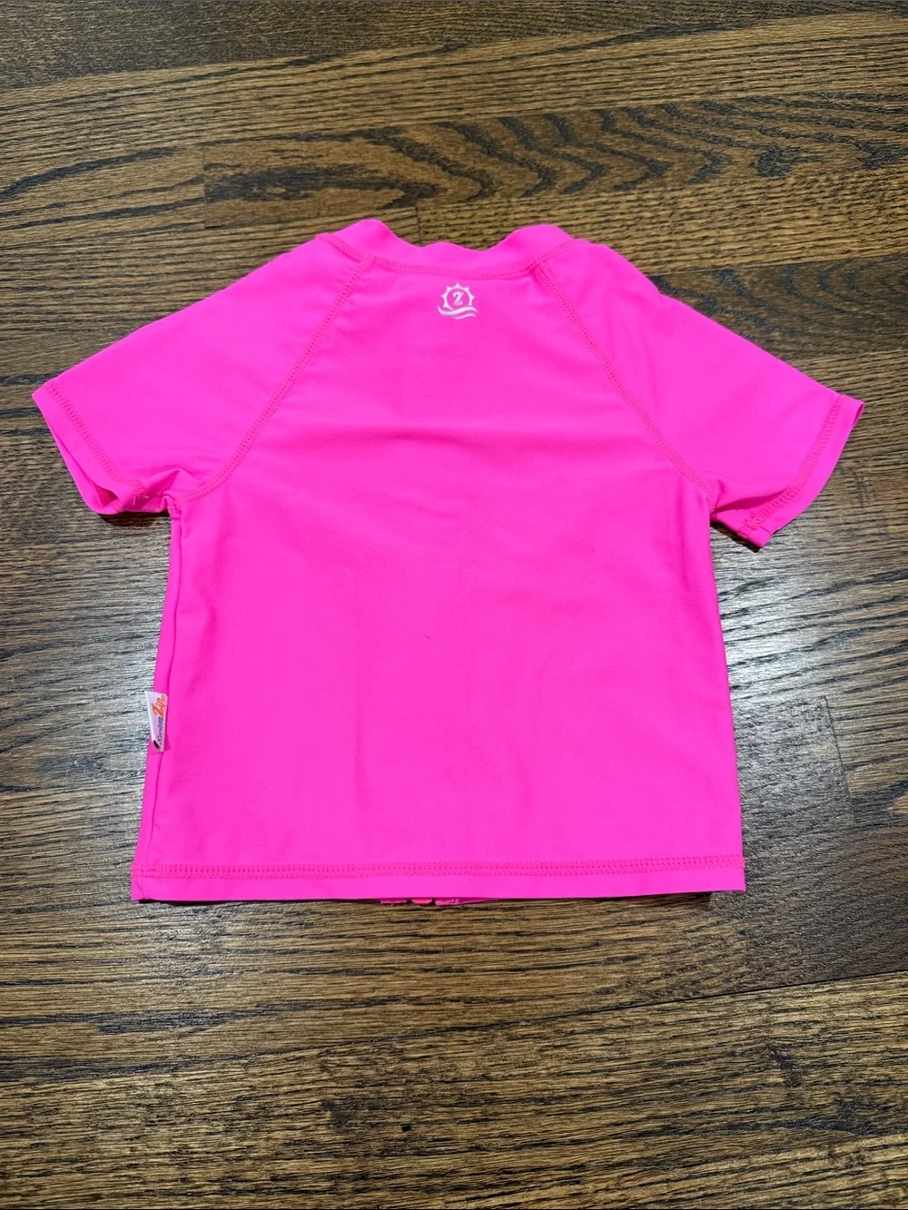 Kids Hot Pink Short-Sleeve Zip Front Swim Shirt 18-24 Months